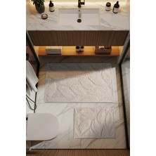 Cotto Home Sakura SK007A Doğal Pamuk 2'li Banyo Paspas Seti 60X100 60X50CM Kaymaz Taban Makinada Yıkanabilir
