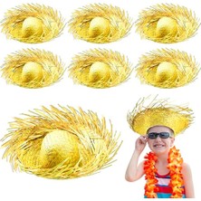 Nessi World Tropikal Parti Sarı Hasır Hawaii Şapkası 13X36 cm