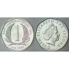 Banknoting Doğu Karayipler 1 Cent 2008 Kraliçe Iı. Elizabeth.