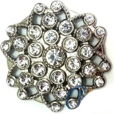 Epilons Taşlı Yuvarlak Broş, Sandık Süsü 4,5 cm - Nikel, 10 Adet