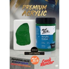 MONT MARTE Profesyonel Sap Green 300ML Canlı Renk Solmayan Akrilik Boya Yüksek Pigment Üstün Örtücü Premium Seri