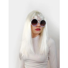 Nessi World Beyaz Renk Uzun Düz Parti Peruğu