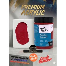 MONT MARTE Profesyonel Crimson Red 300ML Canlı Renk Solmayan Akrilik Boya Yüksek Pigment Üstün Örtücü Premium Seri