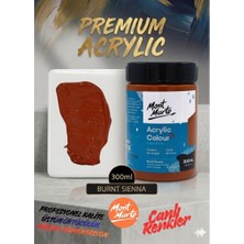 MONT MARTE Profesyonel Burnt Sienna 300ML Canlı Renk Solmayan Akrilik Boya Yüksek Pigment Üstün Örtücü Premium Seri