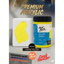 MONT MARTE Profesyonel Lemon Yellow 300ML Canlı Renk Solmayan Akrilik Boya Yüksek Pigment Üstün Örtücü Premium Seri
