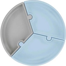 NessiWorld Puzzle Vakum Tabanlı Silikon Tabak Mineral Blue / Powder Grey