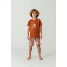 Arnetta Premium Erkek Çocuk Cool Summer Rahat Kalıp %100 Pamuk Kısa Kollu Şortlu Aile Pijama Takım