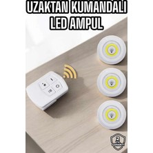 Epilons LED Lamba 3'lü Uzaktan Kumandalı Yapışkanlı Beyaz Işık