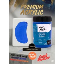 MONT MARTE Profesyonel Cobalt Blue 300ML Canlı Renk Solmayan Akrilik Boya Yüksek Pigment Üstün Örtücü Premium Seri