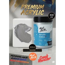 MONT MARTE Profesyonel Silver Gümüş 300ML Canlı Renk Solmayan Akrilik Boya Yüksek Pigment Üstün Örtücü Premium Seri
