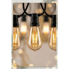 Nemere 5 Metre Sabit Yanan Modlu 10 Ampul Parti Organizasyon Iç & Dış Mekan 2700K LED Aydınlatma Uzatma Fişli