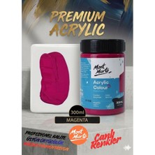 MONT MARTE Profesyonel Magenta 300ML Canlı Renk Solmayan Akrilik Boya Yüksek Pigment Üstün Örtücü Premium Seri