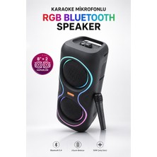 Kensa Taşınabilir Mikrofonlu 50W LED Işıklı Bluetooth Hoparlör Seti