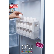 PFU Pratik Faydalı Ürünler Yumurta Rafı | Yumurta Standı | 3 Katlı 30 Lu Yumurta Organizer | 30 Lu Yumurta Saklama Koruma Kabı | Buzdolabı Yumurtalık