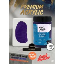MONT MARTE Profesyonel Purple 300ML Canlı Renk Solmayan Akrilik Boya Yüksek Pigment Üstün Örtücü Premium Seri
