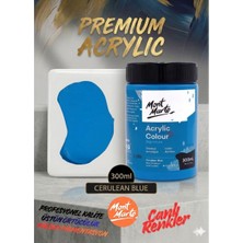 MONT MARTE Profesyonel Cerulean Blue 300ML Canlı Renk Solmayan Akrilik Boya Yüksek Pigment Üstün Örtücü Premium Seri