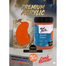 MONT MARTE Profesyonel Orange 300ML Canlı Renk Solmayan Akrilik Boya Yüksek Pigment Üstün Örtücü Premium Seri