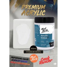 MONT MARTE Profesyonel Titanium White 300ML Canlı Renk Solmayan Akrilik Boya Yüksek Pigment Üstün Örtücü Premium Seri