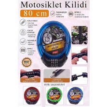 ArtMaster Mavi Şifreli Motosiklet Kilidi 80 cm 1 Adet K-3682 Çelik Halat Plastik Kaplamalı Bisiklet Kiliti Motorsiklet Scooter