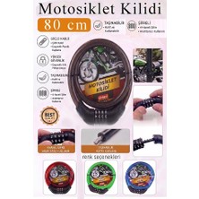 ArtMaster Siyah Şifreli Motosiklet Kilidi 80 cm 1 Adet K-3682 Çelik Halat Plastik Kaplamalı Bisiklet Kiliti Motorsiklet Scooter