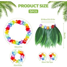 Nessi World Çocuk Hawaii Kostüm Seti - Yaprak Etek &amp; Hawaii Set - 5 Parça