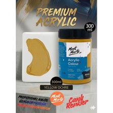 MONT MARTE Profesyonel Yellow Ochre 300ML Canlı Renk Solmayan Akrilik Boya Yüksek Pigment Üstün Örtücü Premium Seri