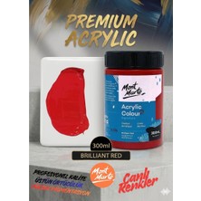 MONT MARTE Profesyonel Brilliant Red 300ML Canlı Renk Solmayan Akrilik Boya Yüksek Pigment Üstün Örtücü Premium Seri