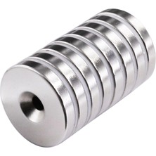 Epilons 2 Adet 25X10/5X5,5 mm Neodyum Mıknatıs Havşa Delikli Magnet Vida Atılabilir N35 Nikel Paslanmaz