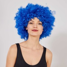 Nessi World Mavi Renk Kıvırcık Afro Bonus Peruk