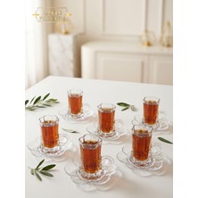 Yzhome 6 Kişilik Cam Lotus Çiçek Model Çay Fincan Takımı Seti 120ML