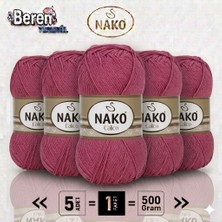 Nako Calico- 11036 Şarap- 5'li Paket - 100GR/240M - El Örgü Ipi - Amigurimi-Hırka- Kazak- Şal-Bebek Ipi