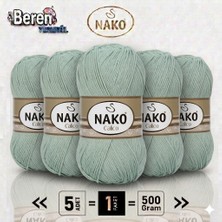 Nako Calico- 10331 Mint Yeşili- 5'li Paket - 100GR/240M - El Örgü Ipi - Amigurimi-Hırka- Kazak- Şal-Bebek Ipi