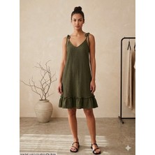 Meltem Collection Eteği Fırfırlı Ince Askılı Yazlık Elbise