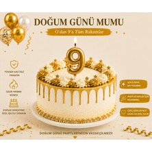 Parti Dükkanı Gold 9 Rakam Pasta Mumu 12 cm Doğum Günü Sayı Mumu