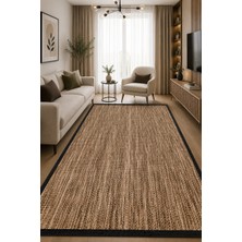 Norella Home Hasır Görünümlü Kaymaz Taban Yıkanabilir Salon Mutfak Balkon Halısı Bej Doğal Dokulu Dekoratif Halı