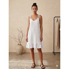 Meltem Collection Eteği Fırfırlı Ince Askılı Yazlık Elbise