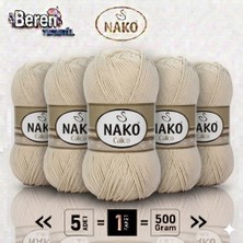 Nako Calico- 3777 Kum- 5'li Paket - 100GR/240M - El Örgü Ipi - Amigurimi-Hırka- Kazak- Şal-Bebek Ipi