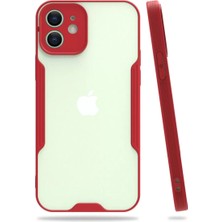 AKM Newface Apple iPhone 12 Kılıf Platin Silikon - Kırmızı