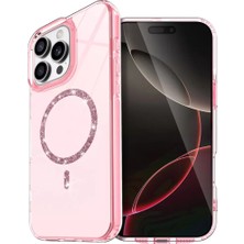 AKM Newface Apple iPhone 15 Pro Max Live Diamond Magsafe Kapak - Pembe