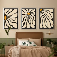 Nt Handmade Çerçeveli Uv Baskı 3'lü Soyut Papatya Duvar Tablosu – Modern & Şık Duvar Dekoru