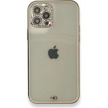 AKM Newface Apple iPhone 12 Pro Kılıf Liva Taşlı Silikon - Beyaz