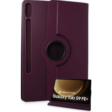 AKM Newface Samsung Galaxy X610 Tab S9 Fe Plus 12.4 Kılıf 360 Tablet Deri Kılıf - Mürdüm