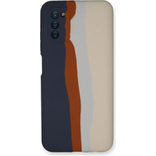 AKM Newface Samsung Galaxy A03S Kılıf Ebruli Lansman Silikon - Lacivert-Krem