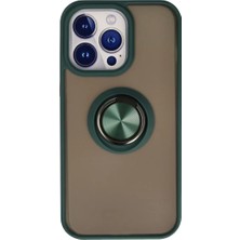 AKM Newface Apple iPhone 13 Pro Kılıf Montreal Yüzüklü Silikon Kapak - Yeşil