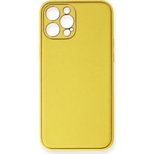 AKM Newface Apple iPhone 12 Pro Max Kılıf Coco Deri Silikon Kapak - Sarı