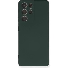AKM Newface Samsung Galaxy S21 Ultra Kılıf Nano Içi Kadife Silikon - Koyu Yeşil