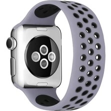 AKM Newface Apple Watch 42MM Ayarlı Delikli Silikon Kordon - Gri-Siyah