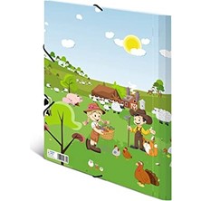 Larskas 19832 Klasör A3 Anaokulu Çiftliği, Çocuk Köşesi Lastikli Dosya, Kartondan, Iç Baskı ve Lastikli, Erkek ve Kız Çocukları Için Sağlam Kapaklı Klasör