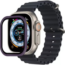 AKM Newface Apple Watch Ultra 49MM Alüminyum Kasa Cam Ekran Koruyucu - Mor