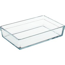 Larskas Paşabahçe Borcam Premium Dikdörtgen Tepsi, 20 cm x 29 Cm, Şeffaf, 2.5 Litre